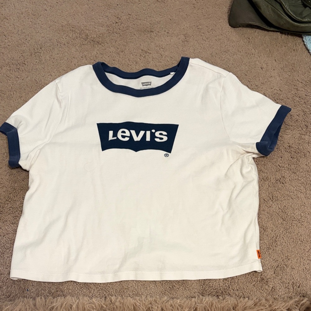 Levi's White Tee with Navy Accents